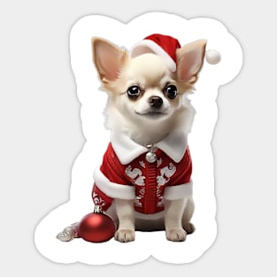 Cute Baby Chihuahua Santa Sticker